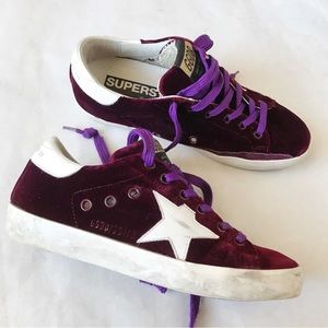 Golden Goose Red Velvet Superstar Low Sneakers